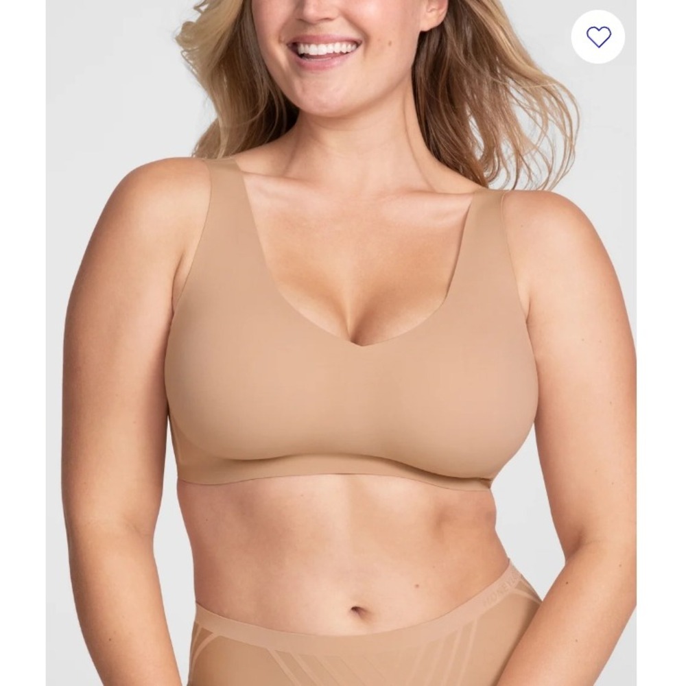 HONEYLOVE V-Neck Wireless Bra Seamless Comfort Tan LWBRO101 Sz 2X